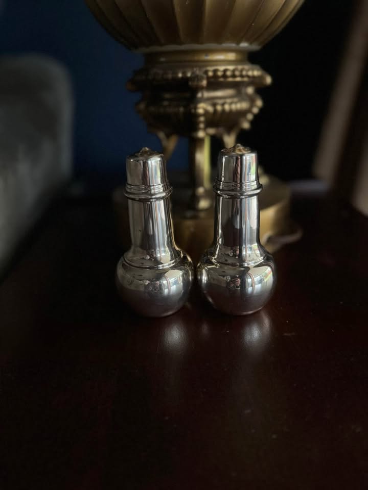 Vintage Silver-Tone Salt & Pepper Shakers, Elegant Classic Pair