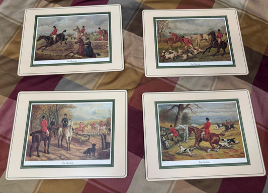 Vintage Fox Hunting Collectible Placemats – Set of 4 | Classic British Equestrian Scenes