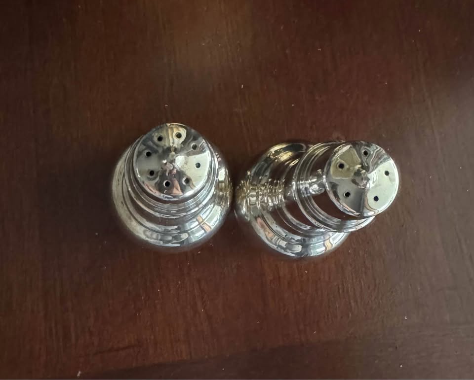 Vintage Silver-Tone Salt & Pepper Shakers, Elegant Classic Pair