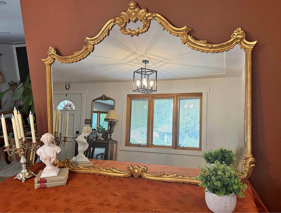 Large Vintage LaBarge Louis XV–Style Gilt Wood Mirror, Made in Italy