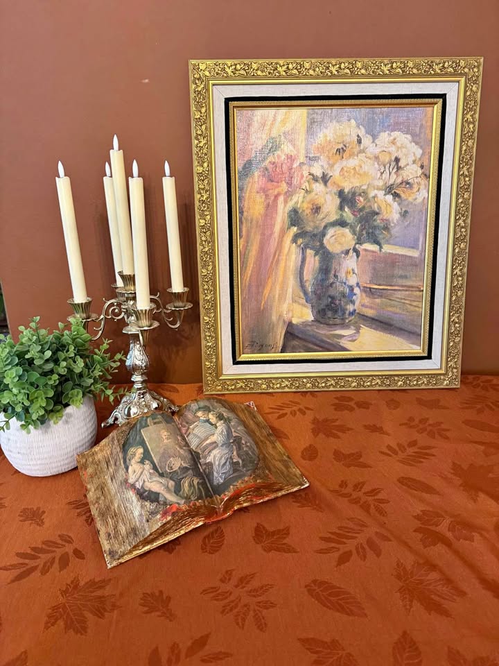 “Summer Sunshine” Floral Oil Painting by Elizabeth Parsons, Vintage Gilt Frame